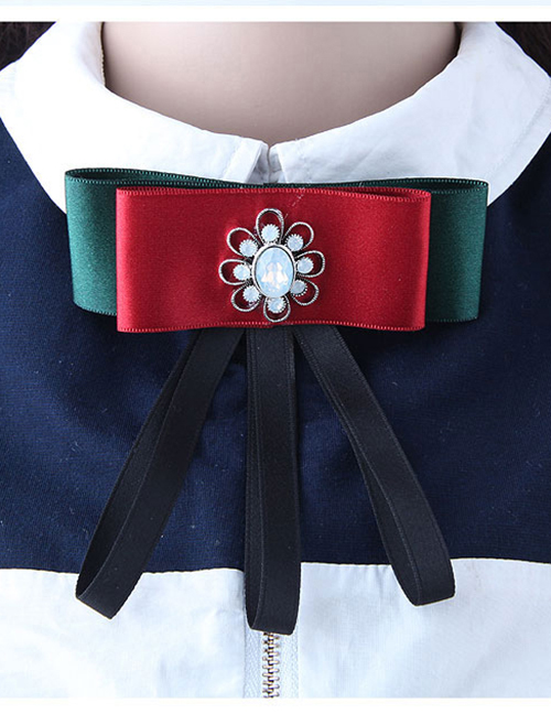 Fashion Navy+red Diamond Decorated Brooch