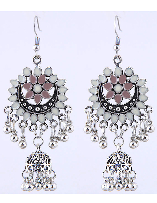 Sweet White+pink Bells Pendant Decorated Tassel Earrings
