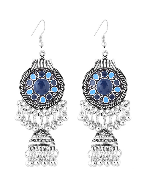 Sweet Blue+navy Bells Pendant Decorated Long Earrings