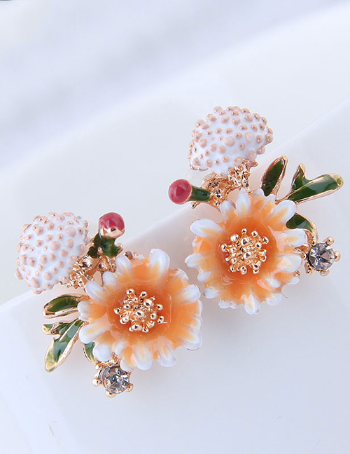 Fashion Multo-color Flower Shape Decorated Earrings