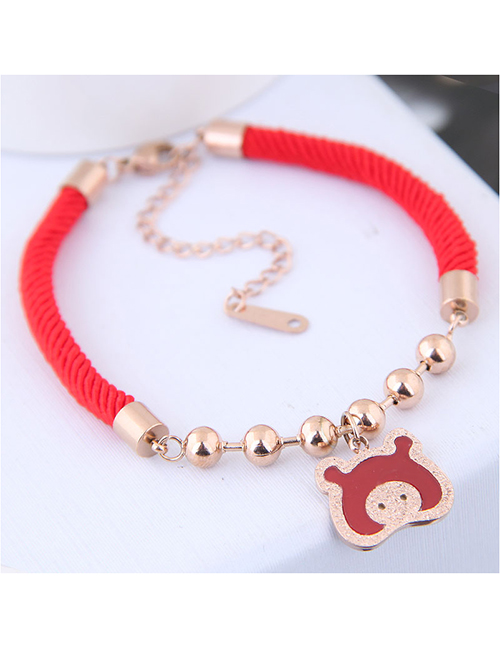 Fashion Red+gold Color Pig Shape Decorated Bracelet