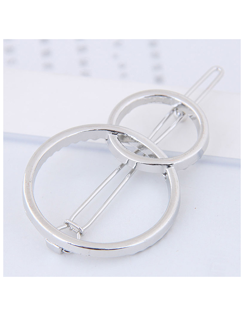 Fashion Silver Color Round Shape Decorated Pure Color Hair Clip