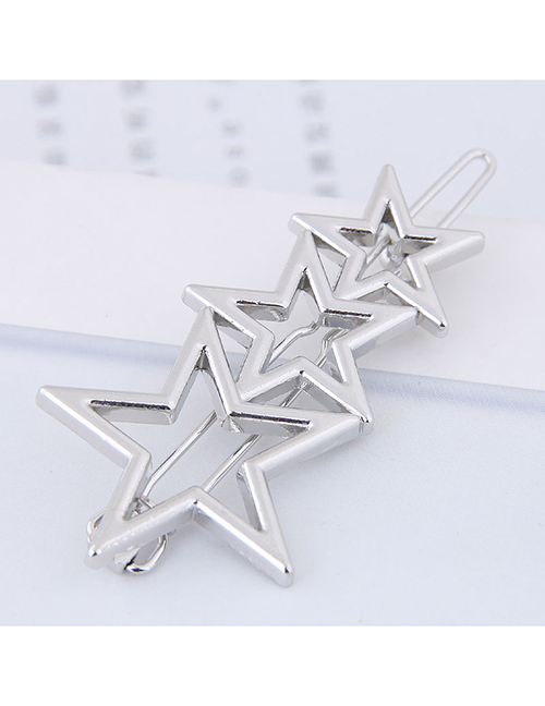 Fashion Silver Color Star Shape Decorated Hair Clip