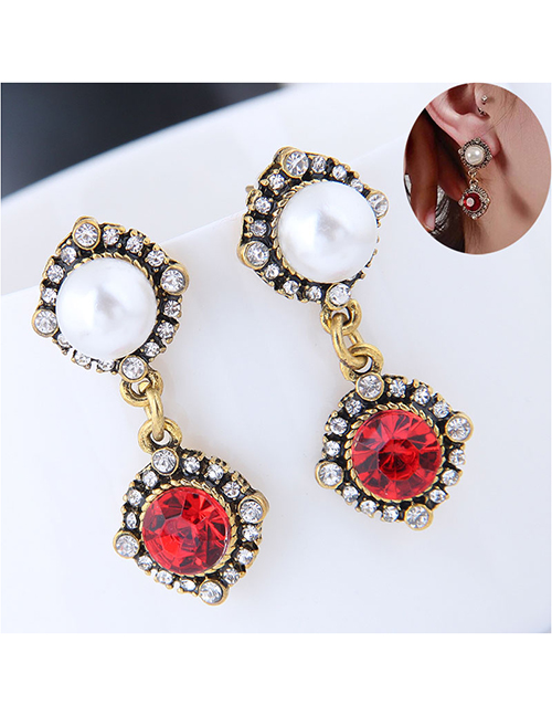 Fashion Red Flash Diamond Gemstone Earrings