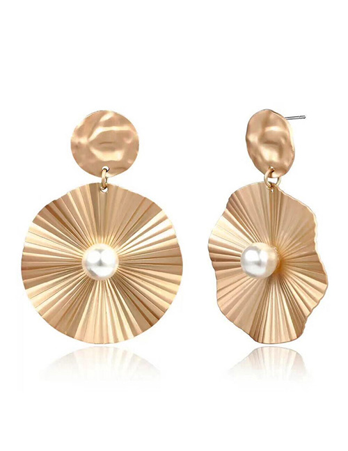 Fashion Gold Color Metal Simple Disc Stud Earrings