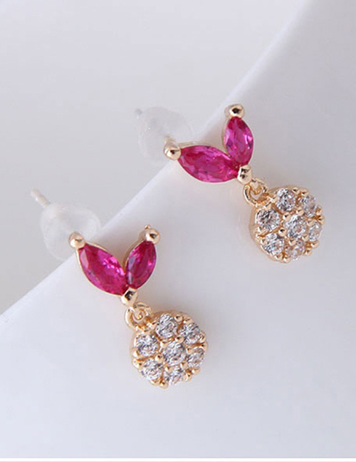 Fashion Gold  Silver Needle Copper And Zircon Earrings