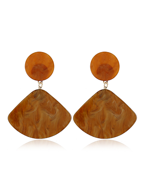 Fashion Coffee Color Scalloped Earring