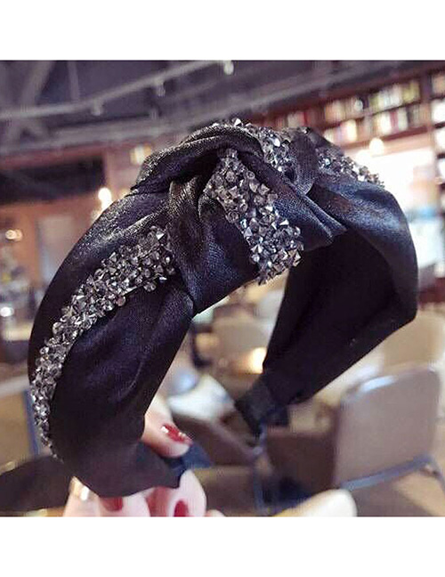Fashion Gray Diamond Cloth-encrusted Bow With Wide-brimmed Headband