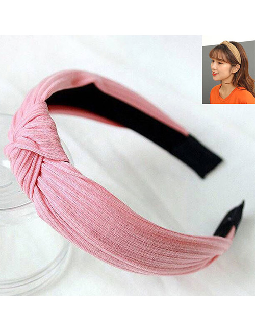 Fashion Pink Knitted Cross Knotted Headband