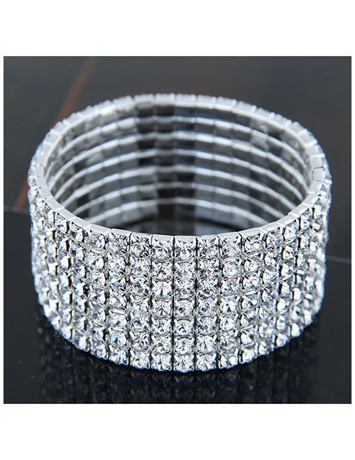 Fashion Silver (seven Rows) Metal Diamond Bracelet