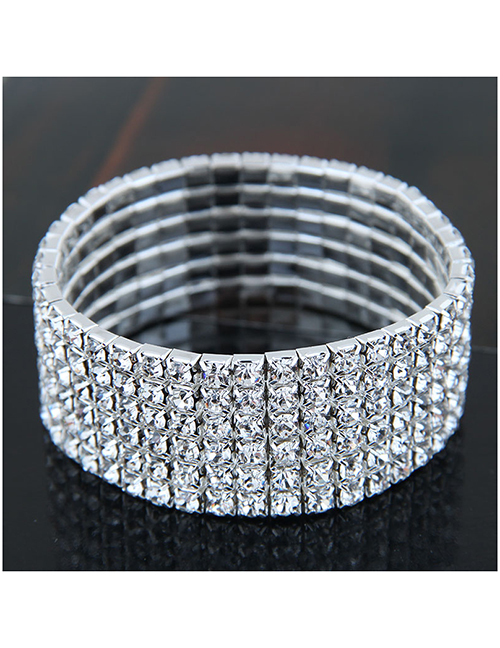 Fashion Silver (six Rows) Metal Diamond Bracelet