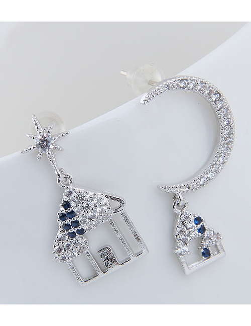 Fashion Silver  Silver Pin Small Female Asymmetric Earrings