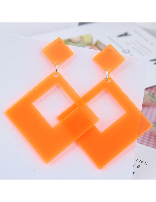 Fashion Orange Geometric Square Earrings