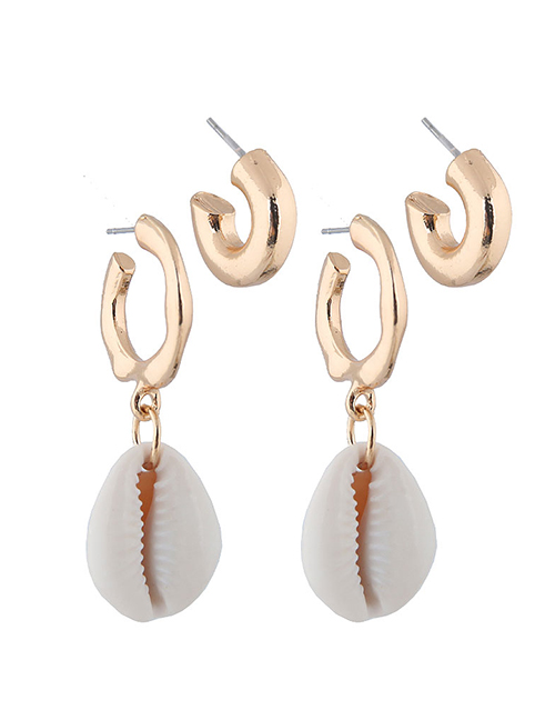 Fashion Gold Sea Shell Combination Earrings