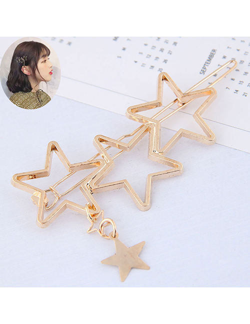 Fashion Gold Metal Five-pointed Star Hairpin