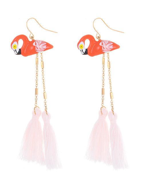 Fashion Pink Flamingo Shape Decorated Earrings