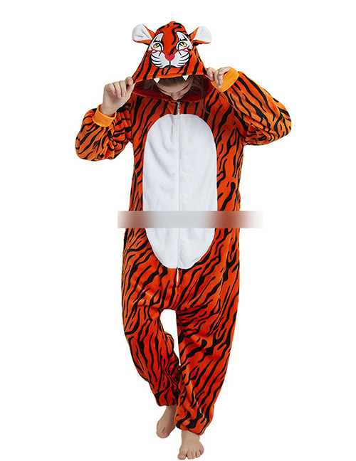 Fashion Orange Tiger Shape Decorated Jumpsuit(for Adult)