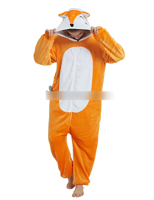 Fashion Orange Fox Shape Decorated Jumpsuit(for Adult)