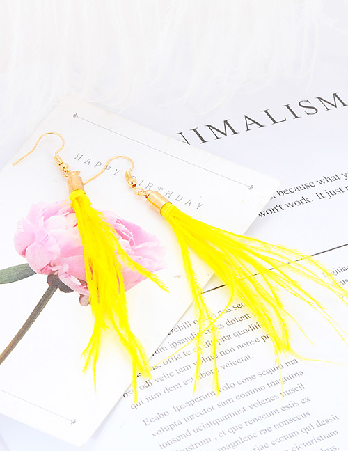 Fashion Yellow Tassel Decorated Earrings