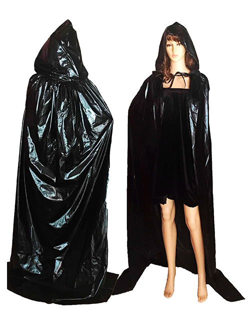 Fashion Black Pure Color Decorated Cosplay Costume(m)