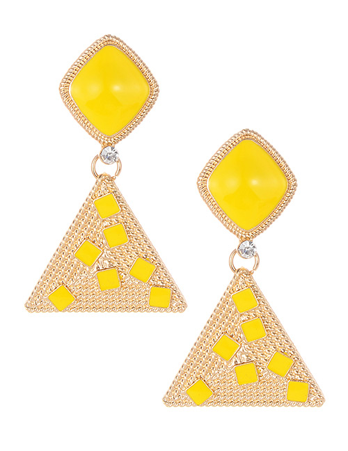 Fashion Yellow Triangle Shape Decorated Earrings