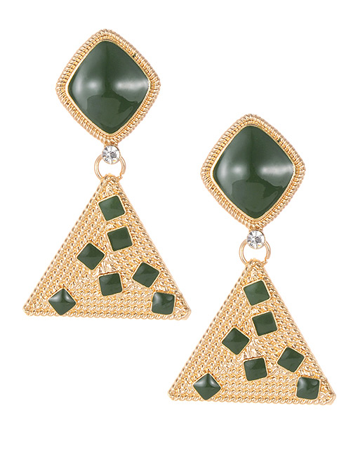 Fashion Green Triangle Shape Decorated Earrings