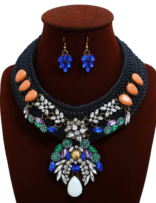 Fashion Black Full Diamond Decorated Jewelry Sets