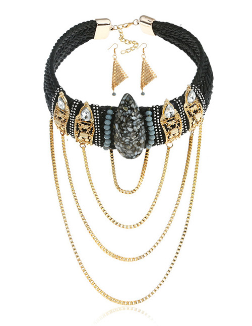 Fashion Black Multi-layer Design Jewelry Sets