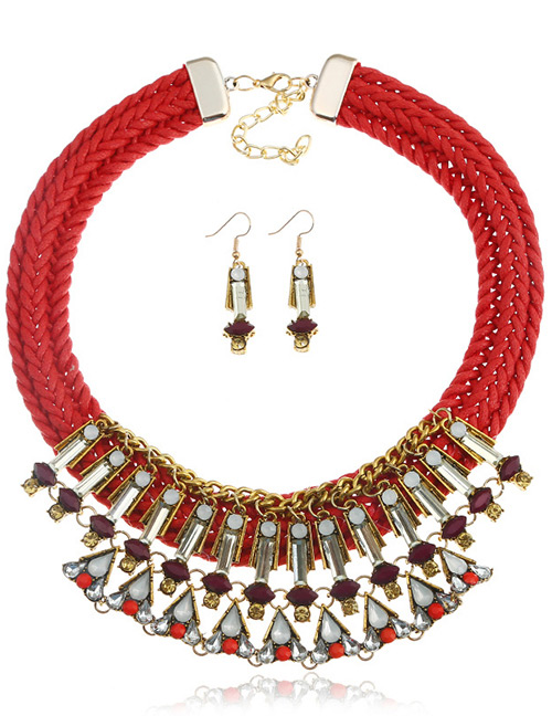 Fashion Red Geometric Shape Decorated Jewelry Sets