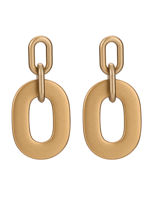 Fashion Gold Color Oval Shape Decorated Pure Color Earrings