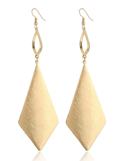 Fashion Gold Color Rhombus Shape Decorated Pure Color Earrings