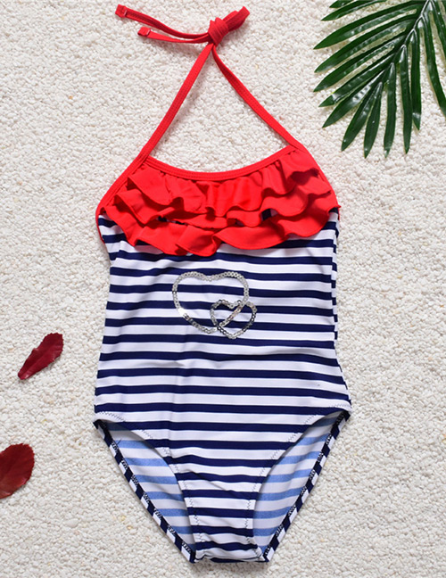 Sexy Multi-color Off-the-shoulder Design Stripe Pattern Swimwear