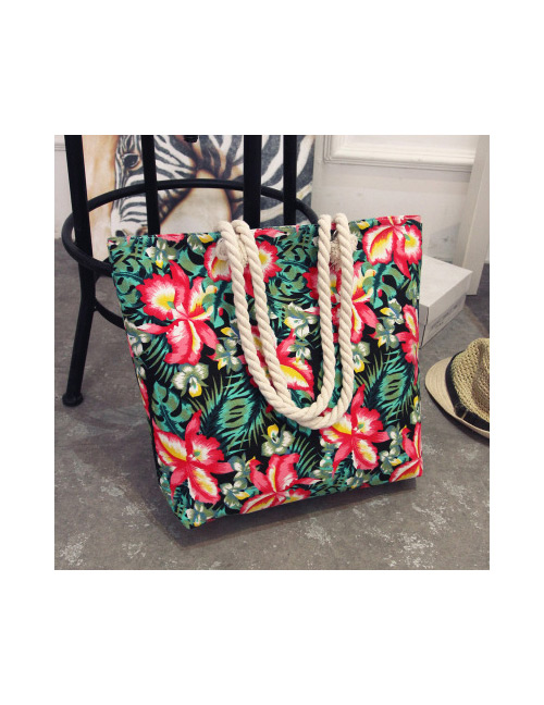 Fashion Red+green Flower Pattern Decorated Bag