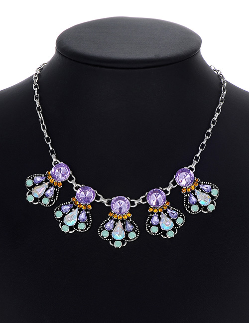 Fashion Multi-color Waterdrop Shape Decorated Necklace