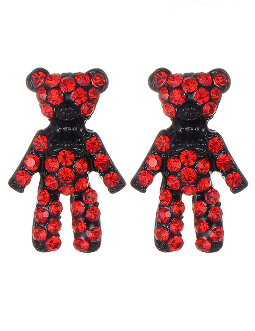 Fashion Red Bear Shape Decorated Earrings