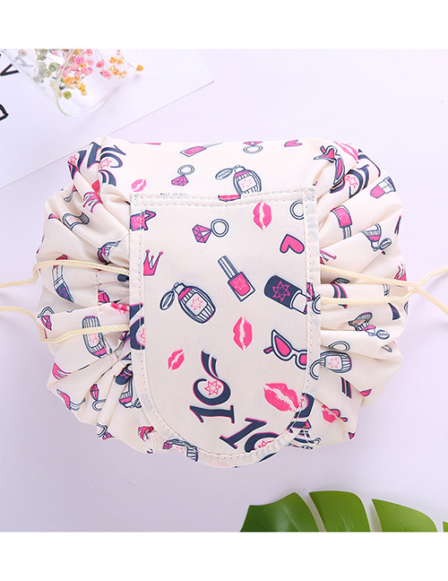 Fashion Beige Lips Pattern Decorated Cosmetic Bag