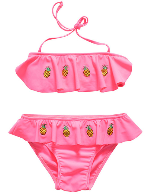 Sexy Pink Pineapple Pattern Decorated Swimwear(2pcs)