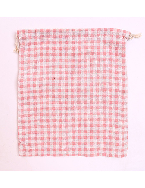 Fashion Pink+white Grid Pattern Decorated Storage Bag
