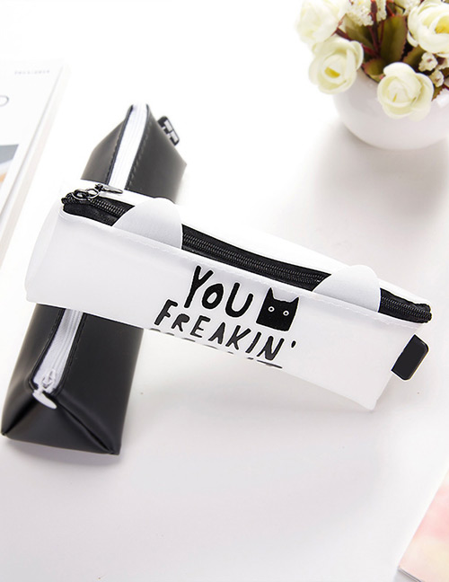 Fashion White Letter Pattern Decorated Pencil Bag