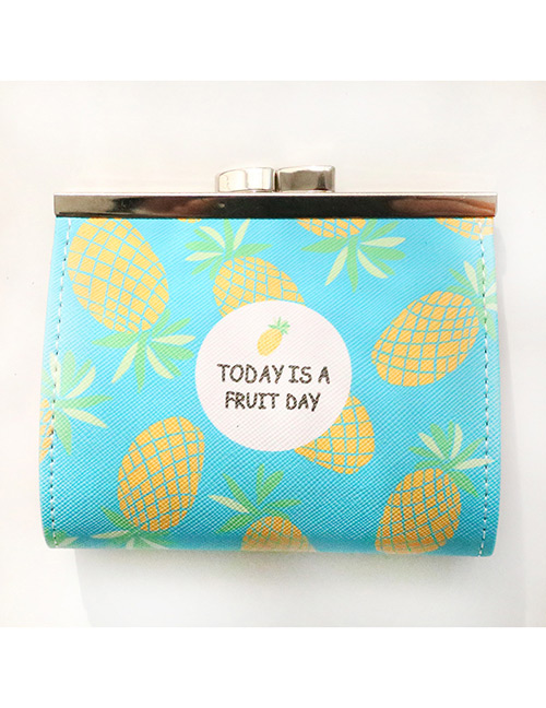 Fashion Yellow+blue Pineapple Pattern Decorated Wallet