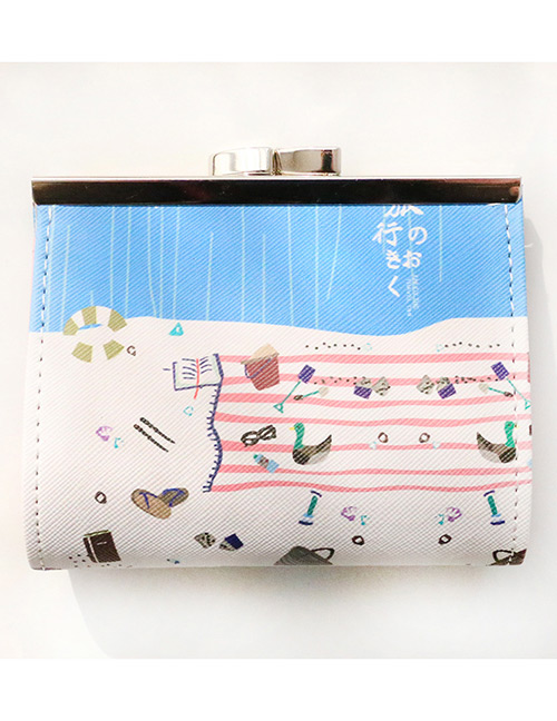 Fashion Blue Letter Pattern Decorated Wallet