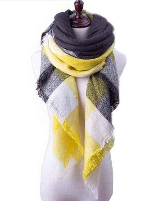 Fashion Yellow Color Matching Decorated Scarf