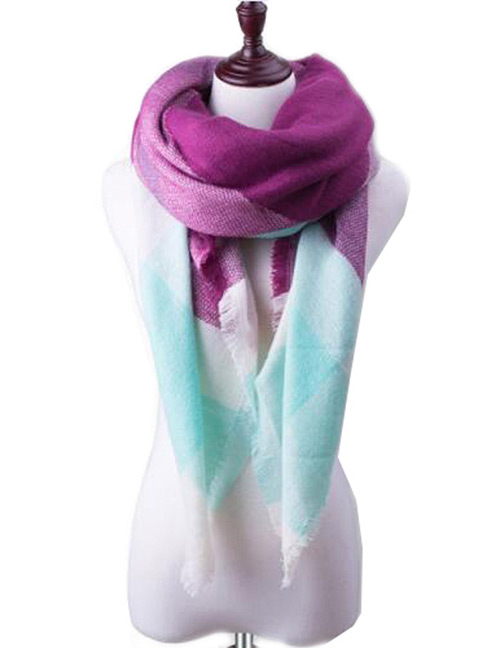 Fashion Purple Color Matching Decorated Scarf
