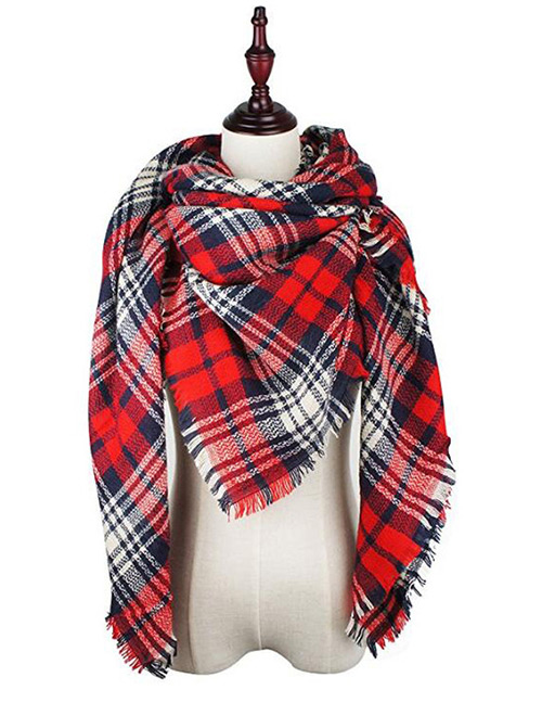 Fashion Red Color Matching Decorated Scarf