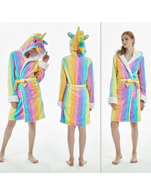 Fashion Multi-color Rainbow Pattern Decorated Pajamas