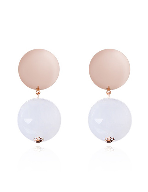 Fashion Gold Color+white Round Shape Decorated Earrings