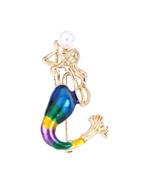 Fashion Multi-color Mermaid Shape Design Brooch