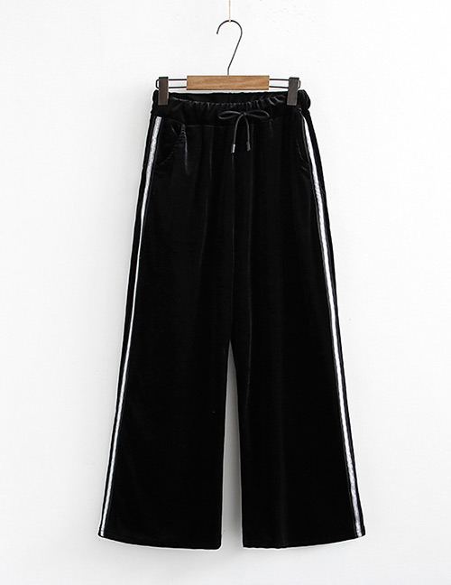 Fashion Black Pure Color Decorated Long Pants