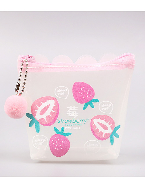 Fashion White+pink Strawberry Pattern Decorated Coin Purse