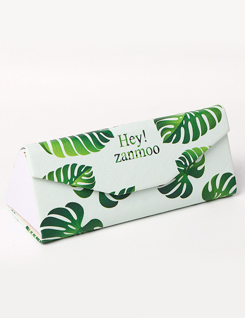 Fashion Green+white Leaf Pattern Decorated Glasses Case